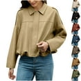 thumbnail image 1 of jtjvou Suede Jackets for Women 2025 Fall Casual Long Sleeve Cropped Jacket Lightweight Stand Collar Long Sleeve Short Jacket Green L, 1 of 6