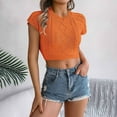 thumbnail image 1 of jtjvou Summer Cropped Sweater Vest Cable Knit Crop Top Trendy Cap Sleeve Crop Tank Tops Orange XL, 1 of 8