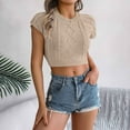 thumbnail image 1 of jtjvou Summer Cropped Sweater Vest Cable Knit Crop Top Trendy Cap Sleeve Crop Tank Tops Yellow S, 1 of 8