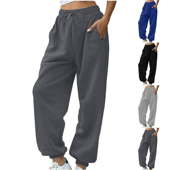 jtjvou Sweatpants Women Baggy High Waisted Lounge Sweat Pants Womens Joggers with Pockets Workout Gym Track Pant Black L