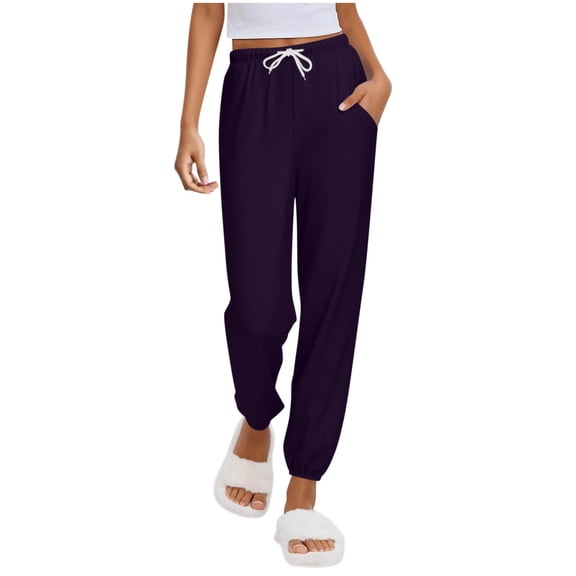 jtjvou Sweatpants Women with Pockets Lounge Pajama Travel Pants Work Joggers Fall Clothes Winter Teachers Outfits 2025 Purple M