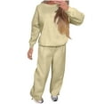 thumbnail image 1 of jtjvou Sweatsuit for Women 2 Piece Outfits Sparkly Glitter Rhinestone Long Sleeve Crew Neck Sweatshirts Wide Leg Pants Sets Beige M, 1 of 8