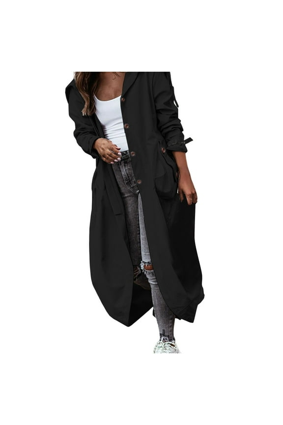 Trench Coat For Women Stretch Trench Coats For Women London Fog Trench Coat Hooded Trench Coat For Women,Black,XL
