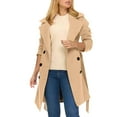 thumbnail image 1 of jtjvou Trench Coat for Women – Double-Breasted Long Solid Color Winter Faux Wool Coat Yellow M, 1 of 5