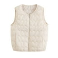 thumbnail image 1 of jtjvou Vest for Women Sleeveless Lightweight Full Zip Crew Neck Puffer Vest Soft Comfy Warm Winter Clothes with Pockets White XXXL, 1 of 9