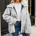 thumbnail image 1 of jtjvou Warm Faux Furry Coat Jacket Solid V-neck Long Sleeve Fashionable Outerwear Daily Casual Party Wear Lightweight Comfortable Women's Clothing White S, 1 of 8