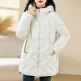 thumbnail image 1 of jtjvou Winter Jacket Women Coat Faux Fur Collar Hooded Overcoat Female Jacket Parka Thick Warm Cotton Padded Outwear Beige L, 1 of 3