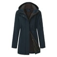 thumbnail image 1 of jtjvou Winter Jackets for Women Fleece Lined Full Zip Hooded Jacket Fashion Tunic Coat Windbreaker Long Coat with Pocket Blue XXL, 1 of 5