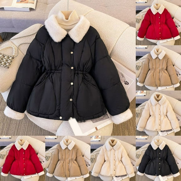 jtjvou Winter Jackets for Women Fuzzy Fleece Lined Long Parka Snow Jacket Warm Thicken Overcoats Outerwear Beige L