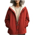thumbnail image 1 of jtjvou Winter Warm Fleece Lined Jackets for Women Plain Color Jacket with Pocket Button Coats Outerwear Red S, 1 of 7