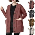 thumbnail image 1 of jtjvou Women Chunky Knit Cardigan Sweater Long Sleeve V Neck Button up Cardigan with Pocket Sweaters Coat for Fall Winter Beige Free Size, 1 of 1