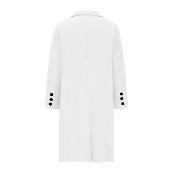 jtjvou Women Crop Pea Coat Wool Blend Office Work Lapel Collar Short Winter Jacket Trench Coat White XL