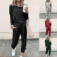 thumbnail image 1 of jtjvou Women Fall 2 Piece Lounge Outfit Long Sleeve Tops High Waisted Jogger Pants Set Spring Travel Clothes Tracksuit Green L, 1 of 8