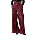 thumbnail image 1 of jtjvou Women High Waist PU Faux Leather Pants Baggy Wide Leg Flare Pants Casual Bell Bottoms Trouser Red XL, 1 of 4