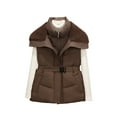 thumbnail image 1 of jtjvou Women Hooded Down Puffer Vest Sleeveless Jacket Winter Lightweight Warm Outdoor Waistcoat Brown XXL, 1 of 5