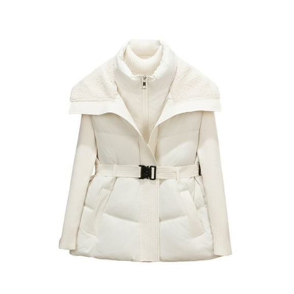 jtjvou Women Hooded Down Puffer Vest Sleeveless Jacket Winter Lightweight Warm Outdoor Waistcoat White M