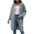 thumbnail image 1 of jtjvou Women Long Cardigan Open Front Button Down Sweaters Long Knitwear Fall Winter Outerwear Coats with Pockets Gray S, 1 of 9