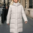 thumbnail image 1 of jtjvou Women Long Puffer Coat Winter Warm Hooded Jacket Long Sleeve Parka Full Length Down Coats With Zip Beige L, 1 of 7