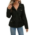 thumbnail image 1 of jtjvou Women'S Military Jacket Lightweight Zip Up Snap Buttons Utility Cargo Jacket With Pockets Casual Cotton Coat Outwear Black M, 1 of 6