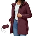 thumbnail image 1 of jtjvou Women Waterproof Outdoor Raincoat Long Sleeve Hiking Lightweight Hooded Jacket Windbreaker Outerwear with Pockets Red XL, 1 of 7