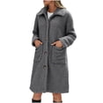 thumbnail image 1 of jtjvou Women Winter Fluffy Faux Fur Coat Thickened Warm Long Jacket Fuzzy Lapel Long Sleeve Button Fleece Coats Outwear Gray XXL, 1 of 7