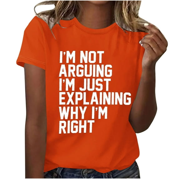jtjvou Women's Summer Short Sleeve Tees Casual Loose Going out Tops for Teen Trendy Fashion Funny Letter Print Shirts Round Neck Shirts Lady Orange,XXL