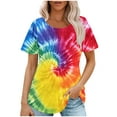thumbnail image 1 of jtjvou Women's Oversize Short Sleeve Tops Going out Tops for Teen Tie Dye Print Blouse Round Neck Tees Lady Trendy Fashion Summer Multicolor,L, 1 of 6
