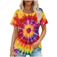 thumbnail image 1 of jtjvou Women's Business Work Blouse Tie Dye Tuinc Going out Tops for Teen Summer Casual Loose Crewneck Tees Trendy Fashion Short Sleeve Shirts Multicolor,L, 1 of 6