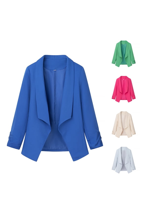 Women's Casual Blazer Candy Color Open Front Work Office Blazer Jacket Green L