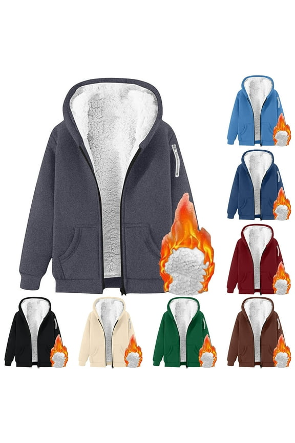 Women's Casual Full Zip Up Lined Hoodie Sweatshirt Winter Long Sleeve Thermal Thick Jacket Coat with Pockets Black L