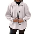 thumbnail image 1 of jtjvou Women's Casual Lapel Single Breasted Solid Color Loose Fit Wool Blend Cropped Pea Coat with Pockets White L, 1 of 6