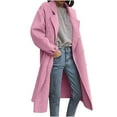thumbnail image 1 of jtjvou Women's Classic Double Breasted Long Wool Pea Coat Fashion Winter Trench Coat Pink M, 1 of 6
