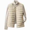thumbnail image 1 of jtjvou Women's Collarless Down Liner Vest Solid Color Lightweight Sleeveless Down Jacket Crewneck Waistcoat Beige XL, 1 of 8