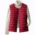 thumbnail image 1 of jtjvou Women's Collarless Down Liner Vest Solid Color Lightweight Sleeveless Down Jacket Crewneck Waistcoat Red XXL, 1 of 8