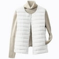 thumbnail image 1 of jtjvou Women's Collarless Down Liner Vest Solid Color Lightweight Sleeveless Down Jacket Crewneck Waistcoat White XL, 1 of 8