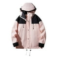 thumbnail image 1 of jtjvou Women's Color Block Outdoor Waterproof Hoodie Jackets Long Sleeve Casual Outerwear Full Zip Sports Coat with PocketsPink XL, 1 of 2