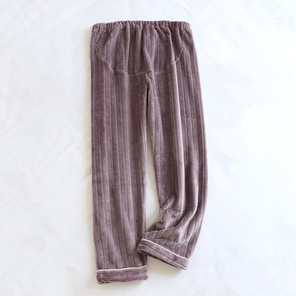 jtjvou Women's Coral Fleece Pajama Lounge Pants - Comfy Warm Sleepwear With Pockets - Velvet Home Long Pants Purple L