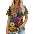thumbnail image 1 of jtjvou Women's Crewneck Blouse Floral Tees Summer Oversize Short Sleeve Blouse Going out Tops for Teen Trendy Fashion Lady Multicolor,XXL, 1 of 5