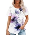 thumbnail image 1 of jtjvou Women's Crewneck Pullover Floral Pullover Lady Short Sleeve Tuinc Summer Trendy Fashion Casual Loose Going out Tops for Teen Multicolor,M, 1 of 6