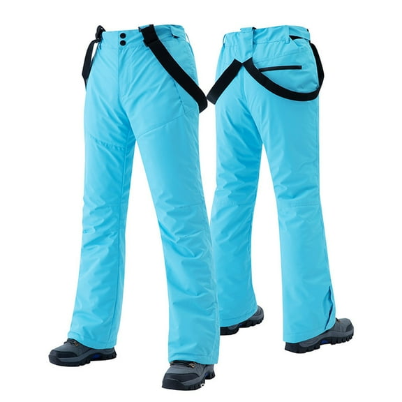 jtjvou Women's Detachable Ski Bib Pants Outdoor Windproof Waterproof Snow Pants Insulated Warm Pants Blue L