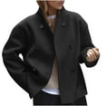 thumbnail image 1 of jtjvou Women's Double Breasted Coat Casual Winter Wool Blend Jacket Stand Collar Long Sleeve Pea Coats Black S, 1 of 8