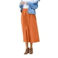 thumbnail image 1 of jtjvou Women's Elastic High Waist Pleated A-Line Midi Skirts Dressy Casual Trendy Button Down Business Work Long Skirt Orange L, 1 of 9