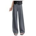 thumbnail image 1 of jtjvou Women's Elegant Flowy Dress Pants Front Pleated High Waisted Casual Wide Leg Loose Palazzo Trousers with Pockets Gray XL, 1 of 5