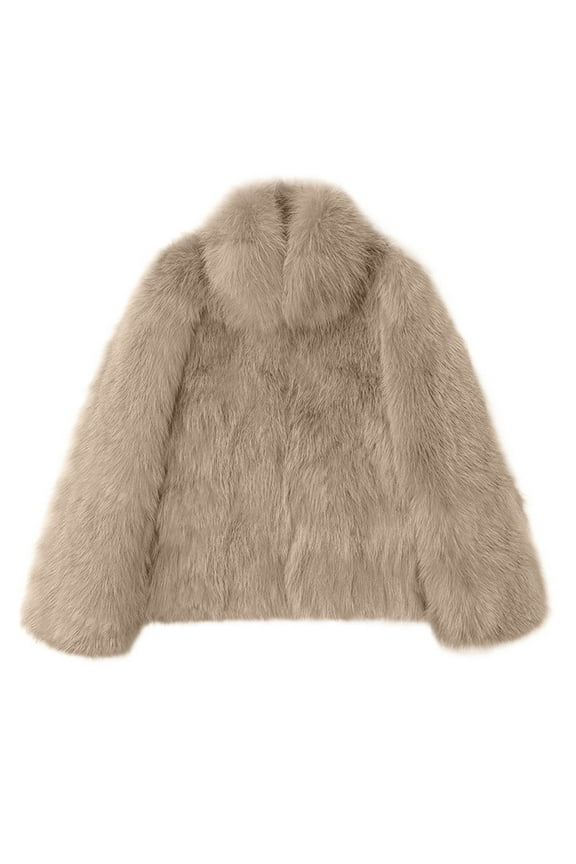 Women's Faux Fur Coat Long Sleeve Fluffy Jacket Open Front Furry Winter Shaggy Short Coat Outwear Yellow S