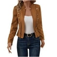 thumbnail image 1 of jtjvou Women's Faux Suede Jackets 2025 Fall Casual Business Long Sleeve Open Front Cropped Blazer Jacket Coat Yellow M, 1 of 7