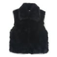 thumbnail image 1 of jtjvou Women’s Furry Faux Vest Stylish Lapel Collar Sleeveless Solid Color Button Down Winter Crop Waistcoat Black S, 1 of 2