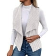 thumbnail image 1 of jtjvou Women's Fuzzy Fleece Cardigan Vest Fashion Collar Sleeveles Cropped Solid Color Jacket Cozy Open Front Outwear White S, 1 of 4