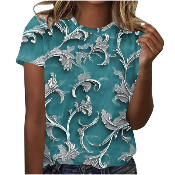 jtjvou Women's Graphic Tshirt for Hiking Going out Tops for Teen Summer Crewneck Shirts Lady Tie Dye Blouse Casual Loose Trendy Fashion Short Sleeve Tops Multicolor,XXL