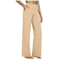 thumbnail image 1 of jtjvou Women's High Waist Pocket Yoga Pants Casual Loose Fit Wide Leg Comfortable Fitness Trousers for Sports Home Daily Wear Activewear Yellow S, 1 of 6