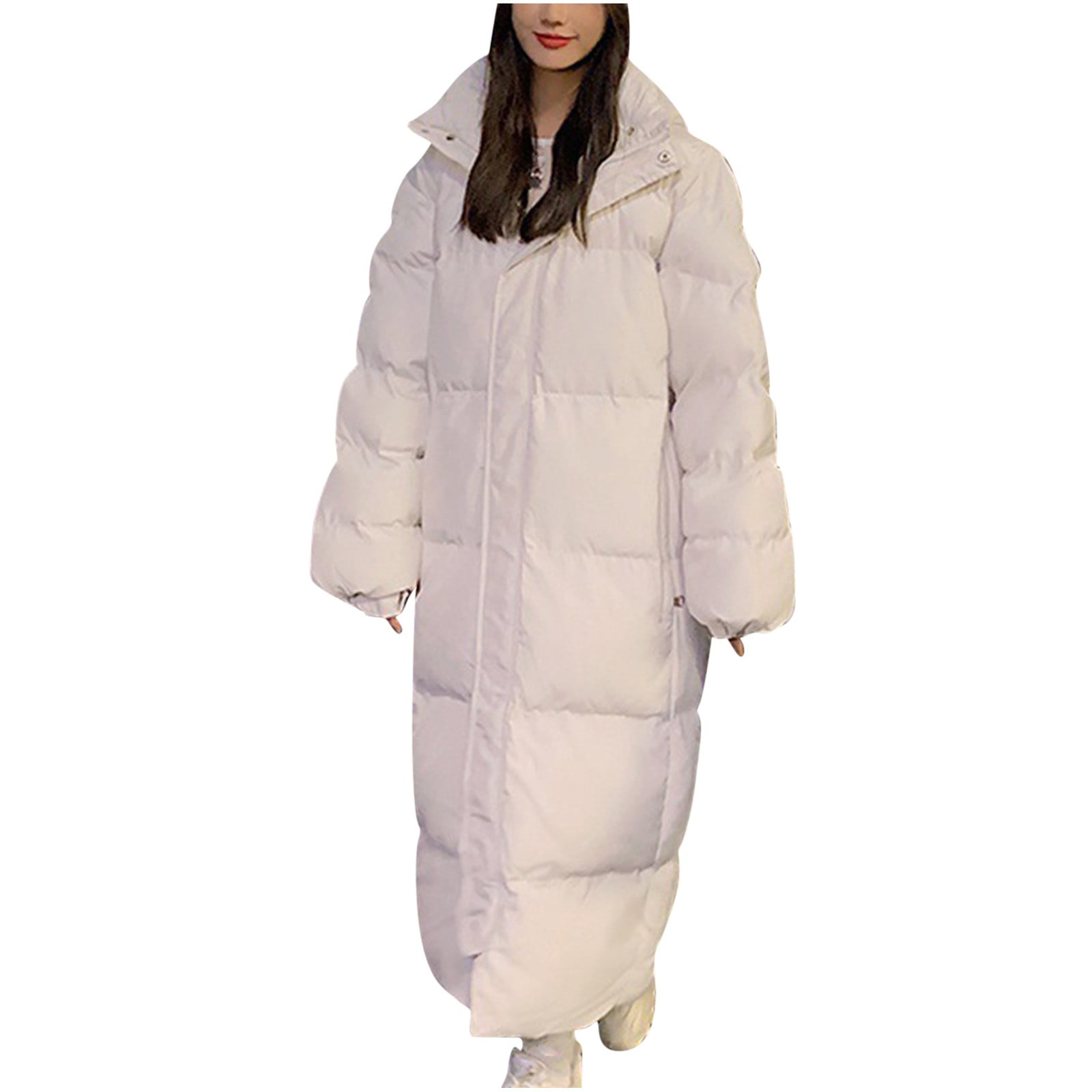 jtjvou Women's Hooded Long Puffer Coat Winter Warm Ankle